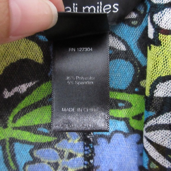 Ali Miles Top Tunic Large Petite Floral Colorful Mesh Lightweight Boho Beachy - Picture 9 of 11